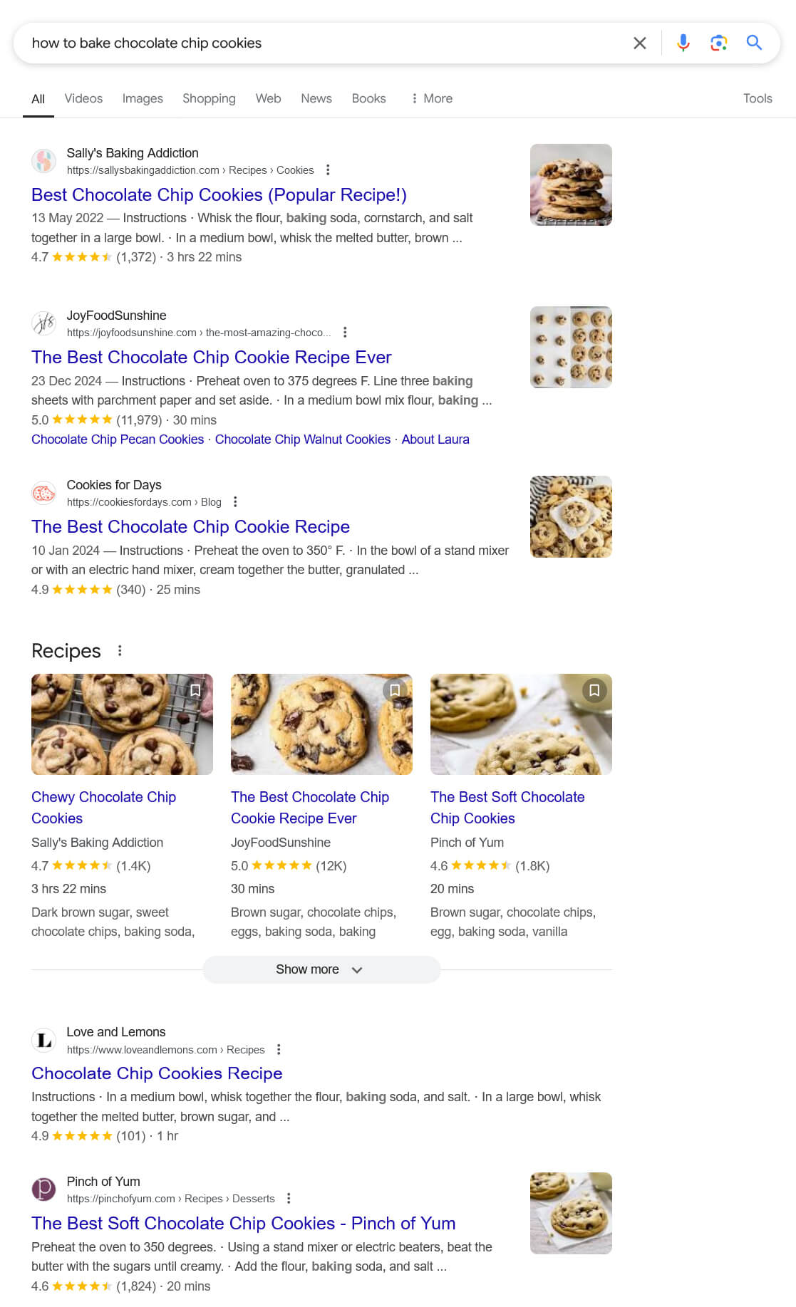 An example of informational search intent